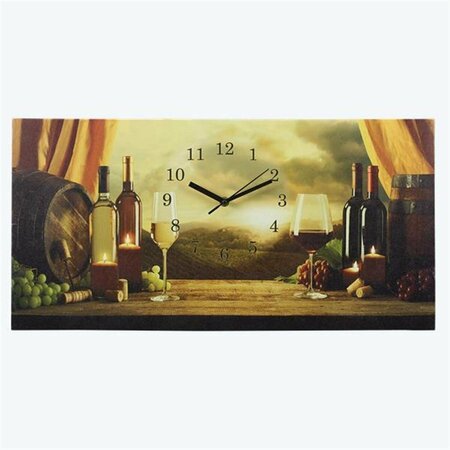 YOUNGS Canvas Wine LED Light Up & Clock Wall Art 21651